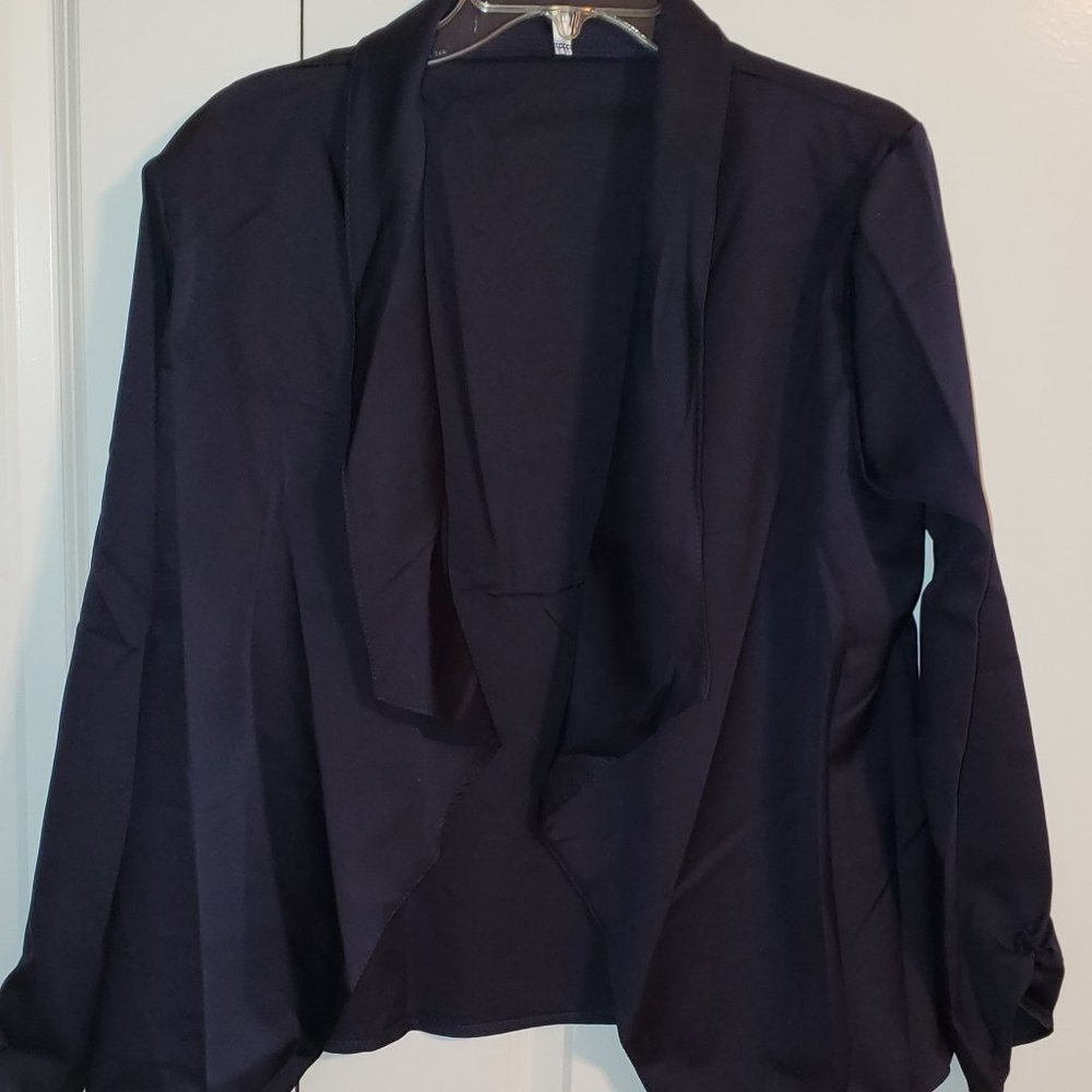 Navy Drape Front Heavy Cardi Jkt NWOT